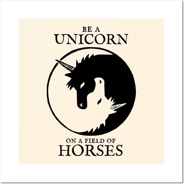 Be a Unicorn on a field of Horses: Yin Yang Unicorn Wall Art by KewaleeTee